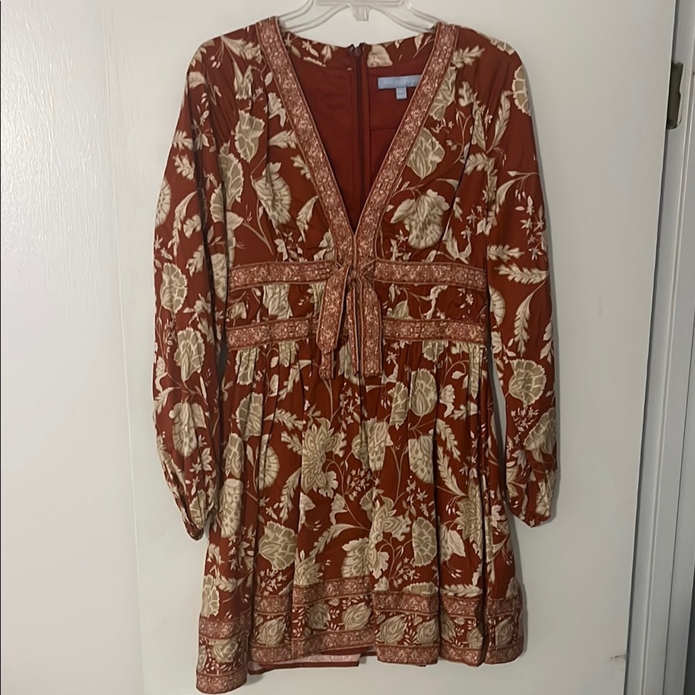 ANTONIO MELANI Rust and Cream Floral Dress